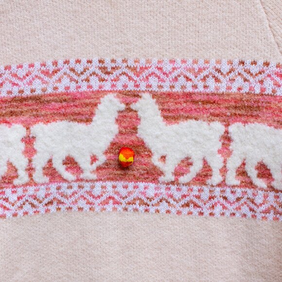 Anthropologie Aimee Alpaca Pom Pom Sweater XS Blush Pink Peach Slouchy Nordic - Picture 2 of 11